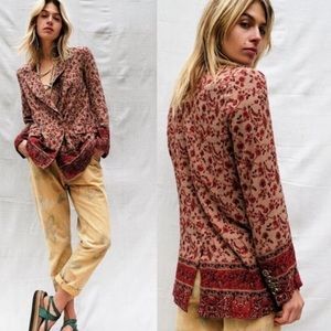 Free People Bellflower Blazer in Tobacco Combo Large
